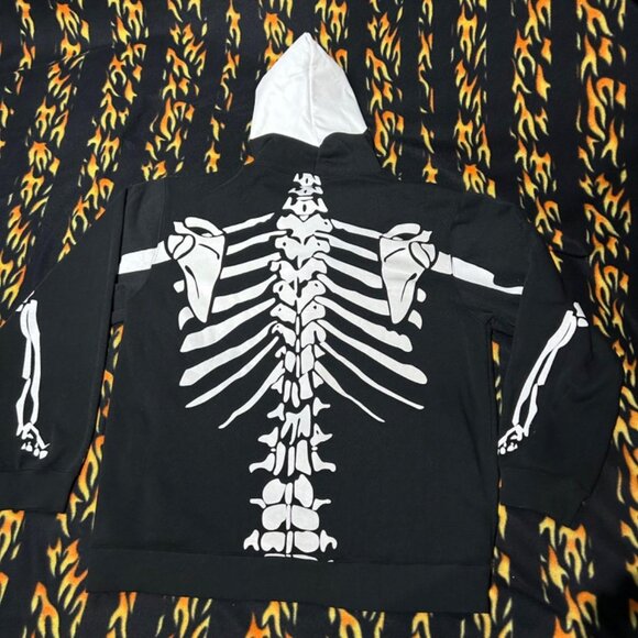 D.H. Princely Full Zip Skull Face Heavy Hoodie Sweatshirt Black Size 3XL POCKETS - Picture 7 of 8